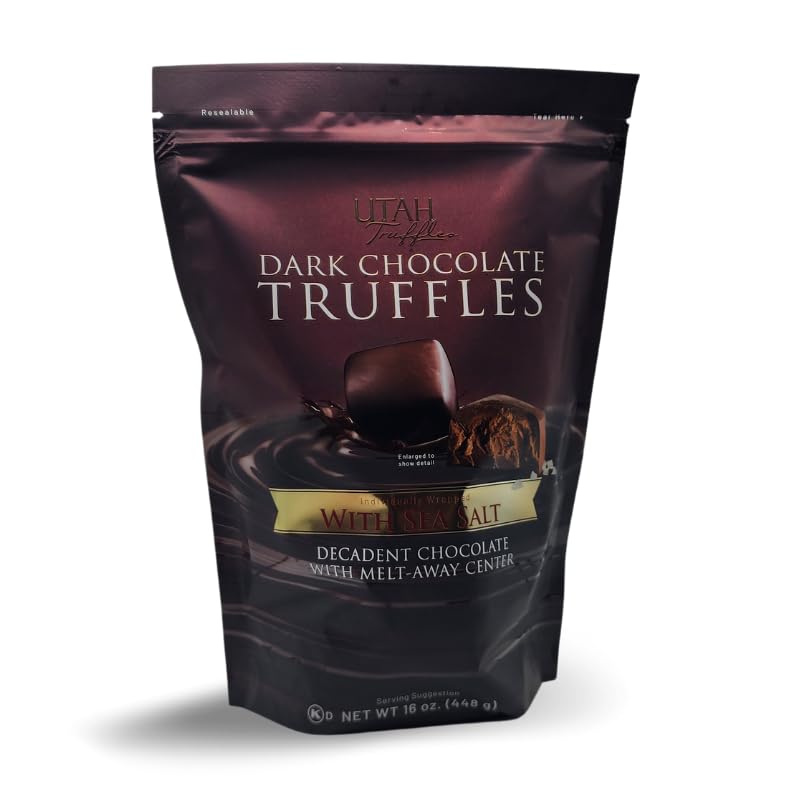 Utah Truffles Dark Chocolate Truffle, Individually Wrapped, Naturally Gluten Free, Gourmet Smooth Truffles 16Oz, 34Pieces