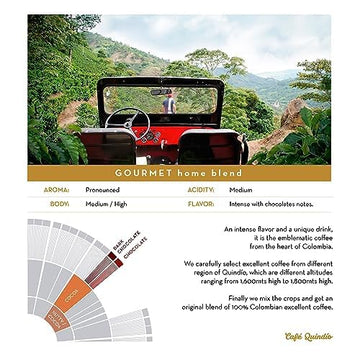 Cafe Quindio Gourmet Whole Bean Coffee, 100% Colombian Excelso Coffee (16 Oz / 454G)