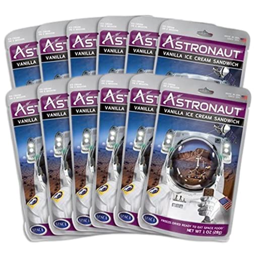 Astronaut Foods Freeze-Dried Ice Cream Sandwich, NASA Space Dessert, Vanilla, 12 Count