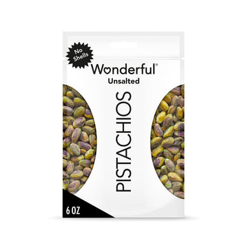 Wonderful Pistachios No Shells, Unsalted Nuts, 6 Ounce Resealable Bag, Protein Snacks, Gluten Free, Healthy Snack