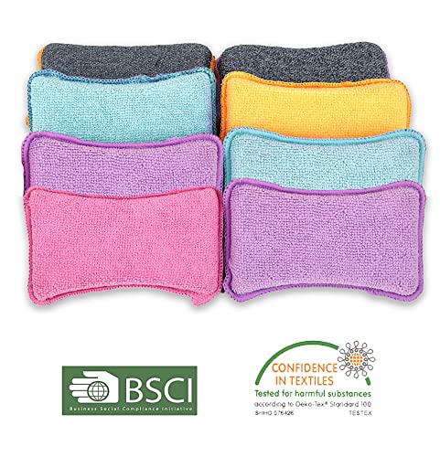 Upstar Cleaning Sponges For Kitchen, Non-Scratch Microfiber Scrub Sponges For Dishes, Bathroom And Multi-Pupose, Size L Pack Of