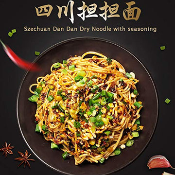 Szechuan Dan Dan Dry Noodle, Traditional Chinese Classic Noodles With Peppery Sauce, Sichuan Spicy Ramen Noodles, Non-Fried With
