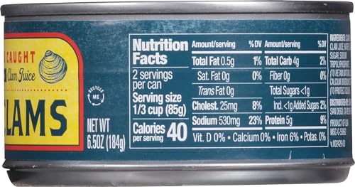 Snow'S Wild Caught Minced Clams Canned, 6.5 Oz Can (Pack Of 12) - 5G Protein Per Serving - Gluten Free, Keto Friendly, 99% Fat F