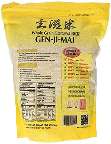 Gen-Ji-Mai Quick Cooking Brown Rice for Meal Prep and Bulk Cooking - Gluten-Free, Vegan, Paleo, Non-Allergenic with 64% more Fib