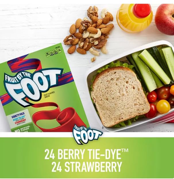 Fruit Snack | Fruit By The Foot Variety - Strawberry & Berry Tie Dye - Sweet Chewy | Natural Flavor Gluten Free | After School L