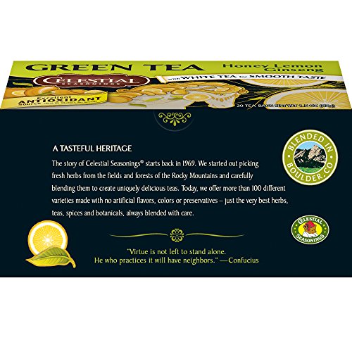 Celestial Seasonings Green Tea, Honey Lemon Ginseng, 20 Count (Pack of 6)