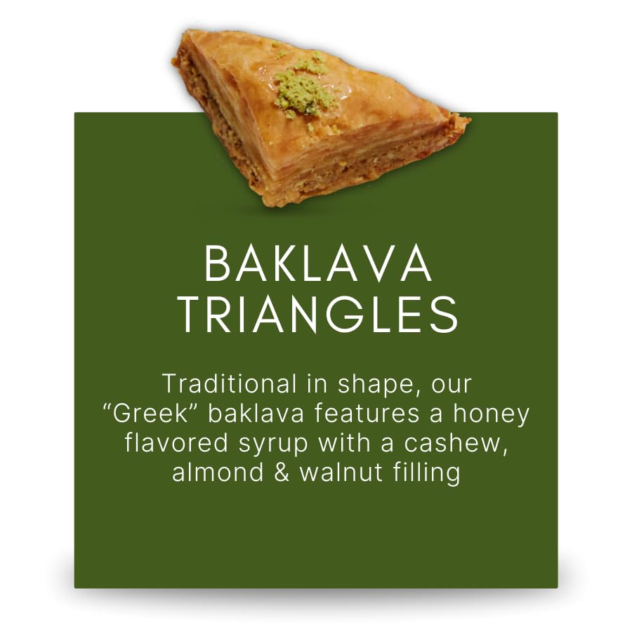 Cedar Pastries 8pc Grab N Go Traditional Triangle Baklavas - Kosher & Halal Mediterranean Dessert Treats