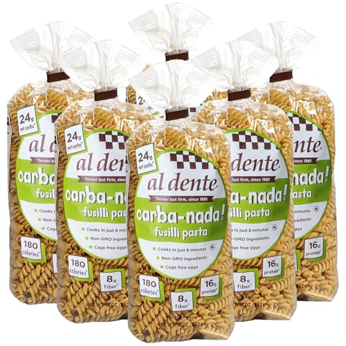 Al Dente Carba-Nada Fusilli, Yellow, 12 Ounce (Pack Of 6)