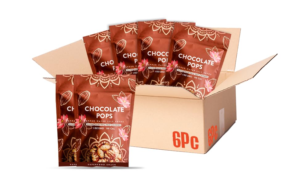 Karma Chocolate Popped Water Lily Seeds - 4g Protein, Gluten-Free, Vegan, Non-GMO - Rich Chocolate Flavor for Healthy Snacking O