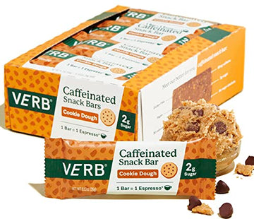 Verb Caffeinated Energy Bars Chocolate Chip Cookie Dough (26G, Pack Of 16) 110-Calorie Delicious Energy Bar, Gluten Free On-The Go Snack With 80Mg Green Tea Caffeine, Only Real-Food Ingredients