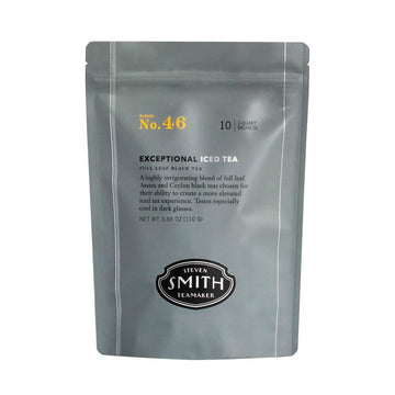Smith Teamaker Exceptional Iced Tea No. 46, Refreshing, Caffeinated, Sustainably Grown Organic Full Leaf Black Iced Tea, 10 Count, 1 Quart Sachets