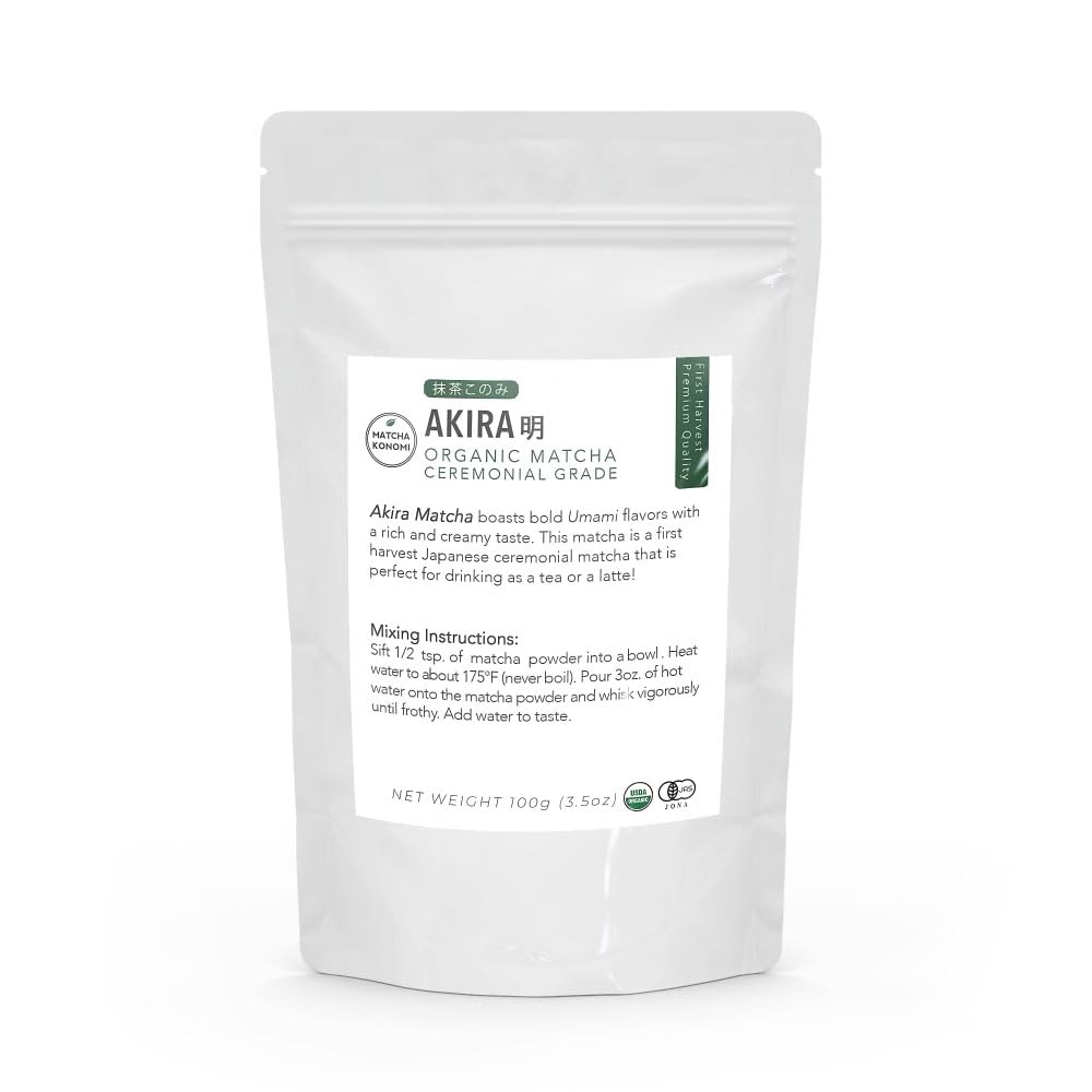 Akira Matcha 100G - Organic Premium Ceremonial Japanese Matcha Green Tea Powder - First Harvest - Zero Sugar - Usda And Jas Cert
