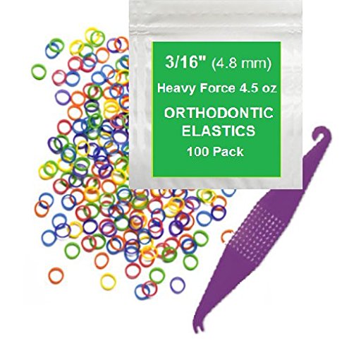 3/16 Inch Orthodontic Elastic Rubber Bands, 100 Pack, Neon, Heavy 4.5 Ounce Small Rubberbands Dreadlocks Hair Braids Fix Tooth G
