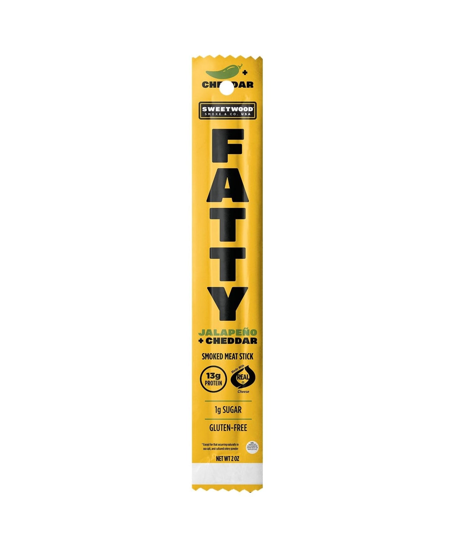 Fatty Meat Sticks Pork Raised Without Medical Supports Grass-Fed Beef 13G Protein Per Stick Jalapeno Cheddar 2 Oz.
