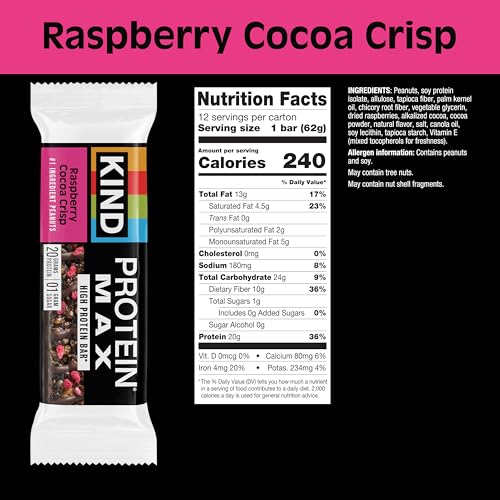 KIND Protein MAX Variety Pack 4 Flavors High Protein Keto Snack Bars 20g Protein Low Sugar (0g Added) Gluten Free 12 Bars