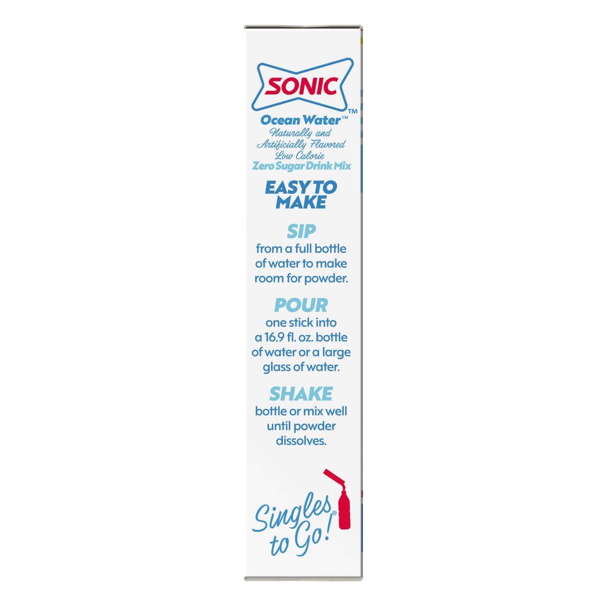 Singles To Go! Sonic Ocean Water Drink Mix, 6 Boxes, 36 Sticks, Zero Sugar, Low Calorie, 36 Total Servings
