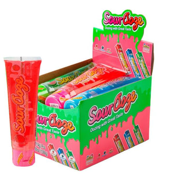 Kidsmania Sour Ooze Tube Candy - Strawberry Blue Raspberry Watermelon, 12 Count, Blue