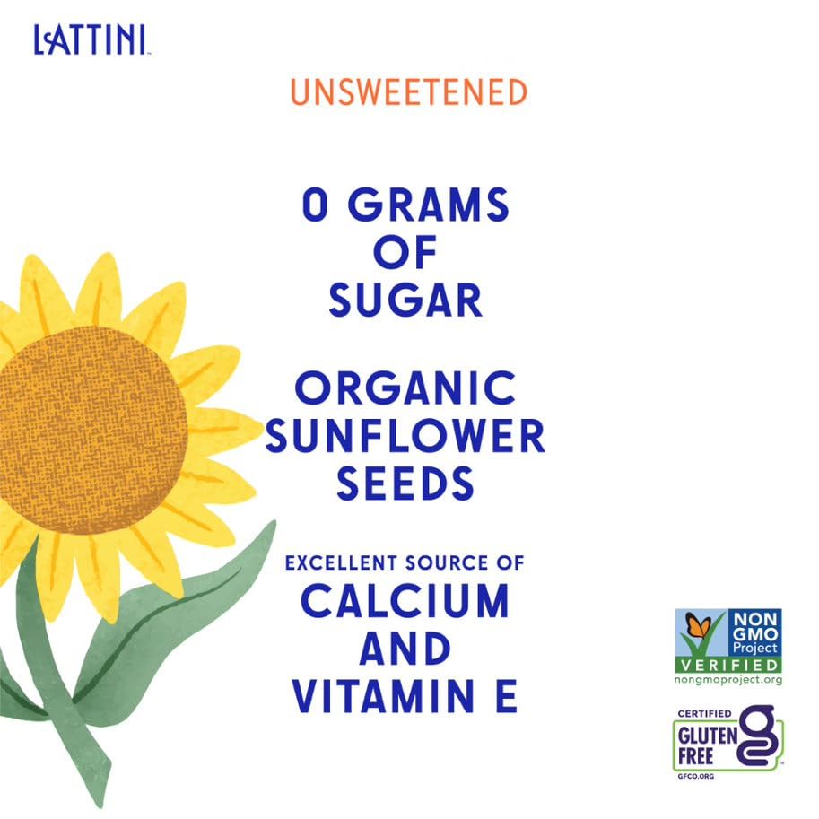 Lattini Unsweetened Non-Dairy Sunflower Milk | Plant-Based, Vegan, Sustainable, Non-Gmo - Allergen Free Milk Alternative 32 Fl O