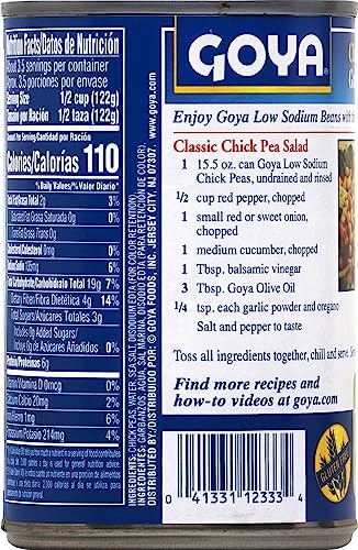 Goya Foods Low Sodium Chick Peas, Garbanzo Beans, 15.5 Ounce (Pack Of 24)