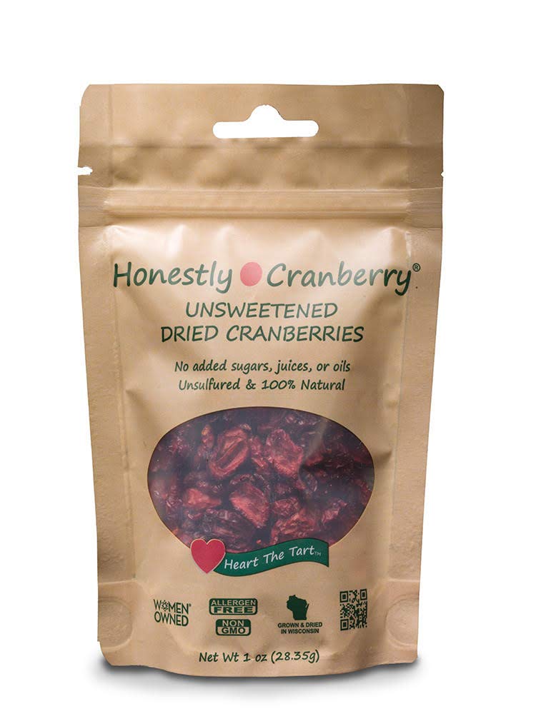 Honestly Cranberry - Unsweetened Dried Cranberries - No Added Sugars, Juices, Or Oils - Non-Gmo - Wisconsin Grown (12-1 Oz)