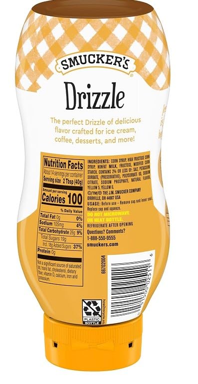 (Pack of 2) Sundae Syrup Butterscotch Drizzle Flavored Syrup 20 oz