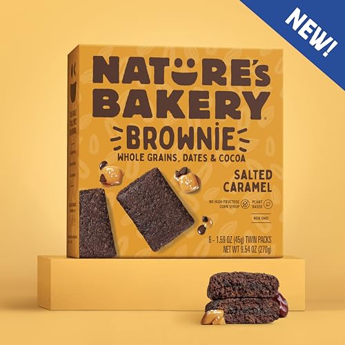 Natures Bakery Salted Caramel Brownie Bars, Whole Grains, Dates, And Cocoa, Plant Based, Dairy-Free, Snack Bar, 6 Count (Pack Of