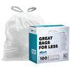 Plasticplace Simplehuman (X) Code C Compatible White Drawstring Garbage Liners 2.6-3.2 Gallon / 10-12 Liter, 100 Count