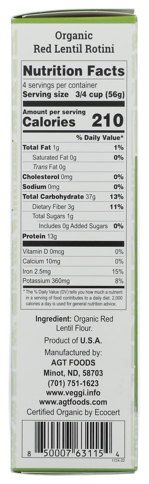 Veggipasta Organic Red Lentil Rotini Pasta - 8 Oz, Gluten-Free, High Protein, Vegan