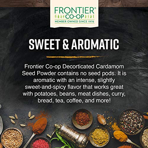 Frontier Cardamom Seed, Decorticated (No Pods), Powder Certified Organic, 16 Ounce Bag