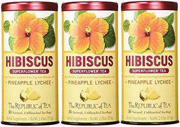 The Republic of Tea Pineapple Lychee Superflower Tea 36 Count, 3 Pack
