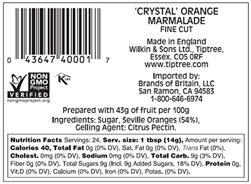 Tiptree Crystal Orange Marmalade, 12 Ounce Jars (Pack Of 6)