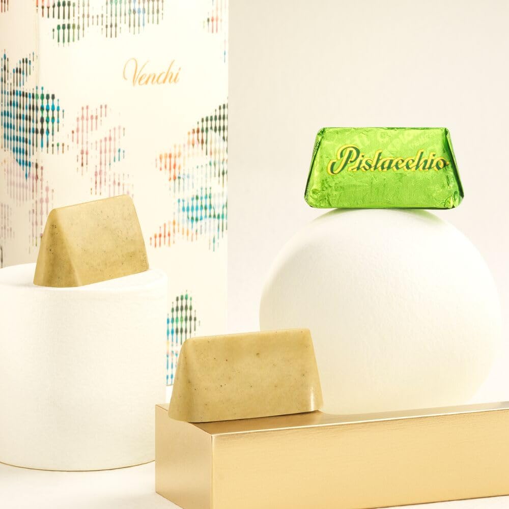 Venchi Gianduiotto Pistachio White Chocolate Gift Box, 29 Pieces, 10.58 oz - Creamy Pistachio Filling, Gluten Free