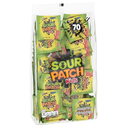 SOUR PATCH KIDS Soft & Chewy Candy Bulk Christmas Candy Stocking Stuffers 140 Snack Packs