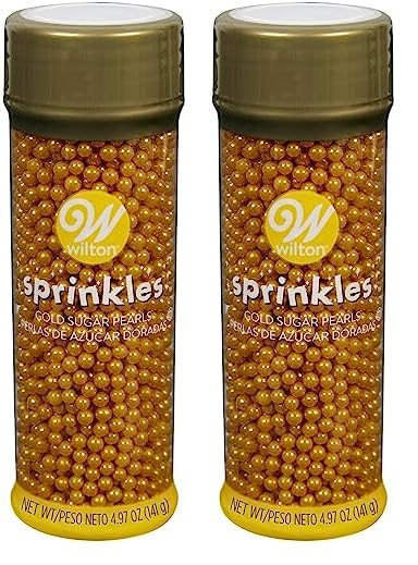 Wilton Sugar Pearls, 141 Gram, Gold, Non Toxic (Pack Of 2)