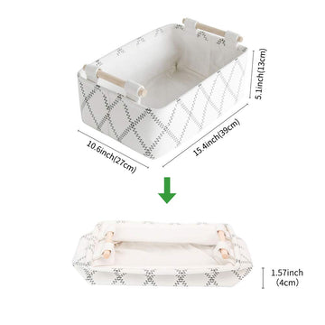 Lufofox Decorative Collapsible Rectangular Fabric Storage Bin Organizer Basket With Wooden Handles For Clothes Storage,154X106X5
