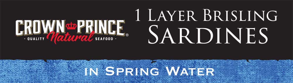 Crown Prince Brisling Sardines in Spring Water, 3.75 oz Cans, Pack of 12