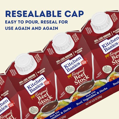 Kitchen Basics Original Beef Stock, 8.25 oz. Carton (Pack of 12) Savory and Conveniently Sized for Delicious Meals