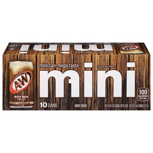 A&W Root Beer Soda Mini Cans, 10 Pack, 7.5 Fl Oz