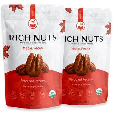 Rich Nuts Maple Pecan Gourmet Sprouted Pecans | Vegan, Paleo, Keto | Made with Maple Syrup, Vanilla Extract and Sea Salt | Non-R