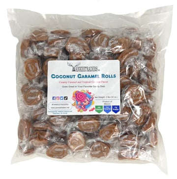 YANKEETRADERS Coconut Caramel Rolls Candy, Individually Wrapped, 2 Pound Bulk Bag