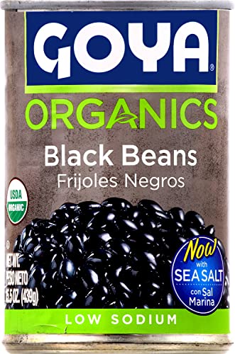 Goya Foods Organic Black Beans, Low Sodium With Sea Salt, 15.5 Ounce (Pack Of 8)