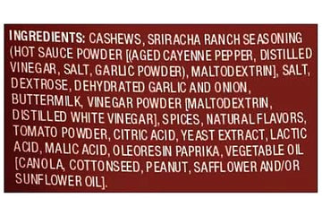 Generic Sriracha Ranch Cashews - Hot Spicy Seasoned Snack, 8oz Bag, Low Carb Keto Friendly, Whole Roasted Nuts