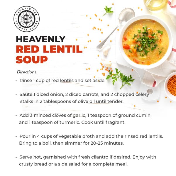 Pride Of India - Pack Of 6 - Indian Split Masur Red Lentils - Protein & Fiber Rich Masoor Dal, 3 Pound Jar