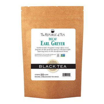 The Republic Of Tea Decaf Earl Greyer Black Tea, 50 Tea Bags, Classic Blend Of Bergamot And Black Tea