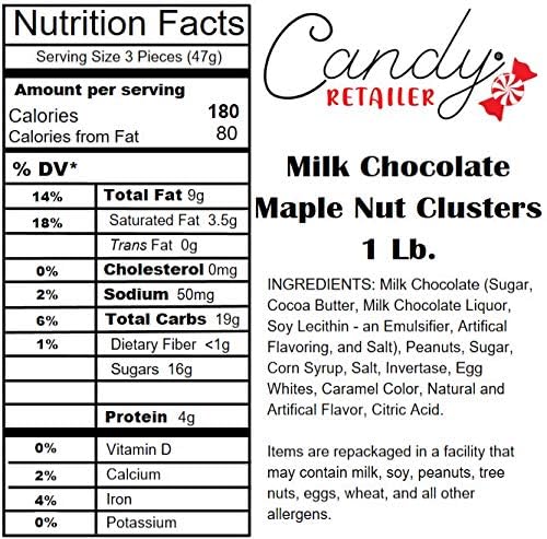 Candy Retailer Milk Chocolate Maple Nut Clusters - 1 lb Big Size Treats