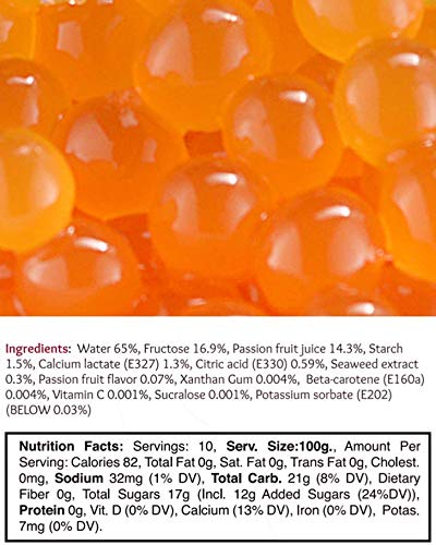 Brexonic Popping Boba Pearls Bursting Tea Balls Drink & Dessert Topping Strawberry Mango Blueberry Passion Fruit Flavored Bubble