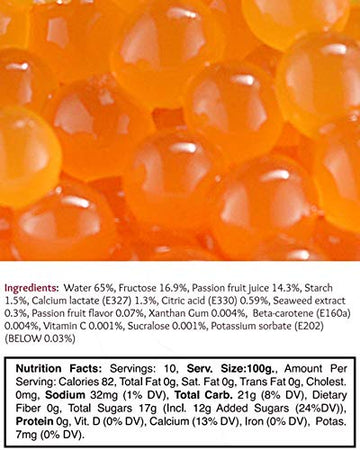 Brexonic Popping Boba Pearls Bursting Tea Balls Drink & Dessert Topping Strawberry Mango Blueberry Passion Fruit Flavored Bubble