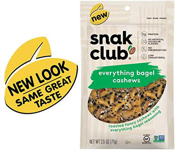 Snak Club Everything Bagel Cashews, 2.5 Ounce (Pack Of 6)