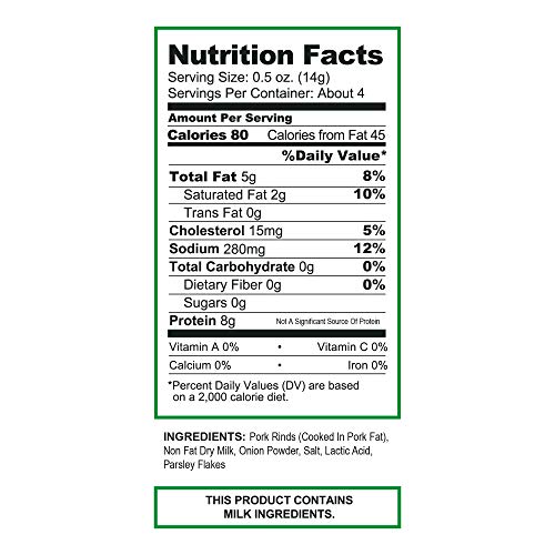 Pork King Good Onion & Sour Cream Pork Rinds 7 OZ FAMILY SIZE (Chicharrones - Keto Snacks)
