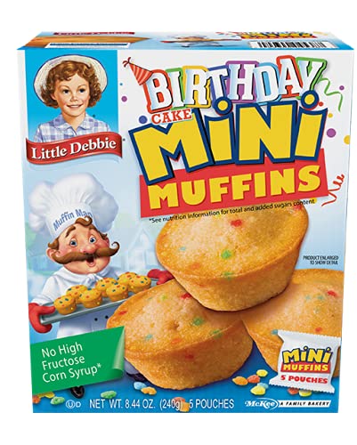 Little Debbie Mini Muffin Variety Pack, Birthday Cake, Blueberry, Chocolate Chip (2 Boxes Each)